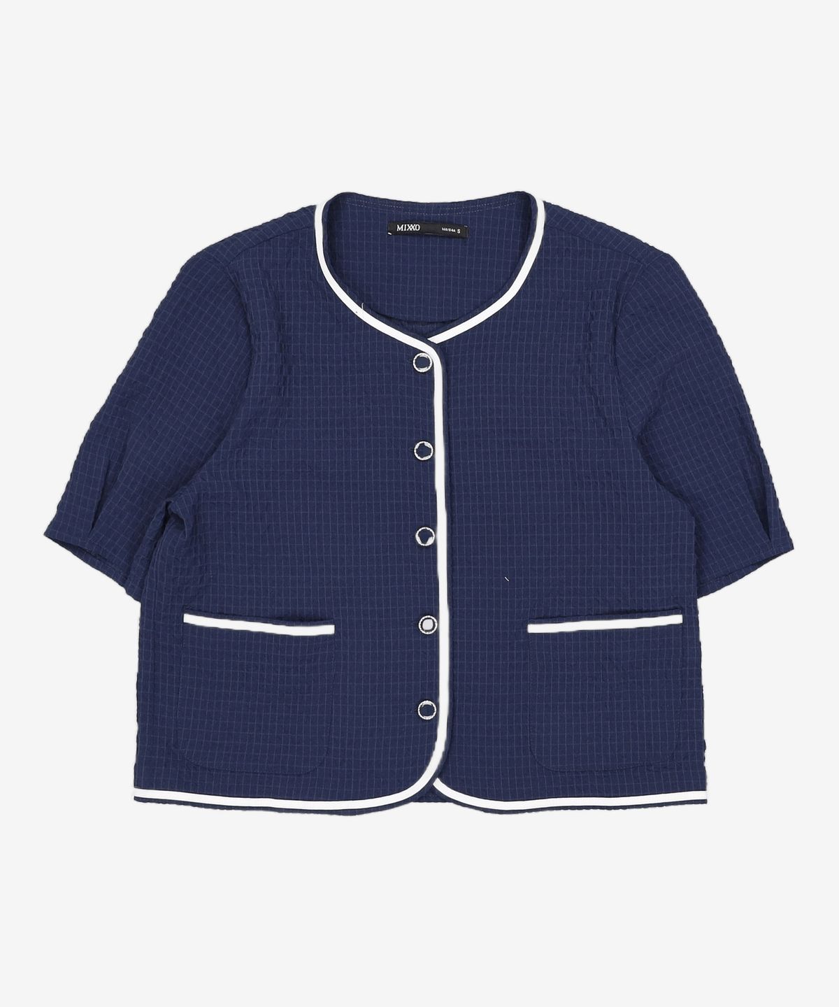 미쏘(MIXXO) 라운드넥 조직감 블라우스_MIWBWD611B S