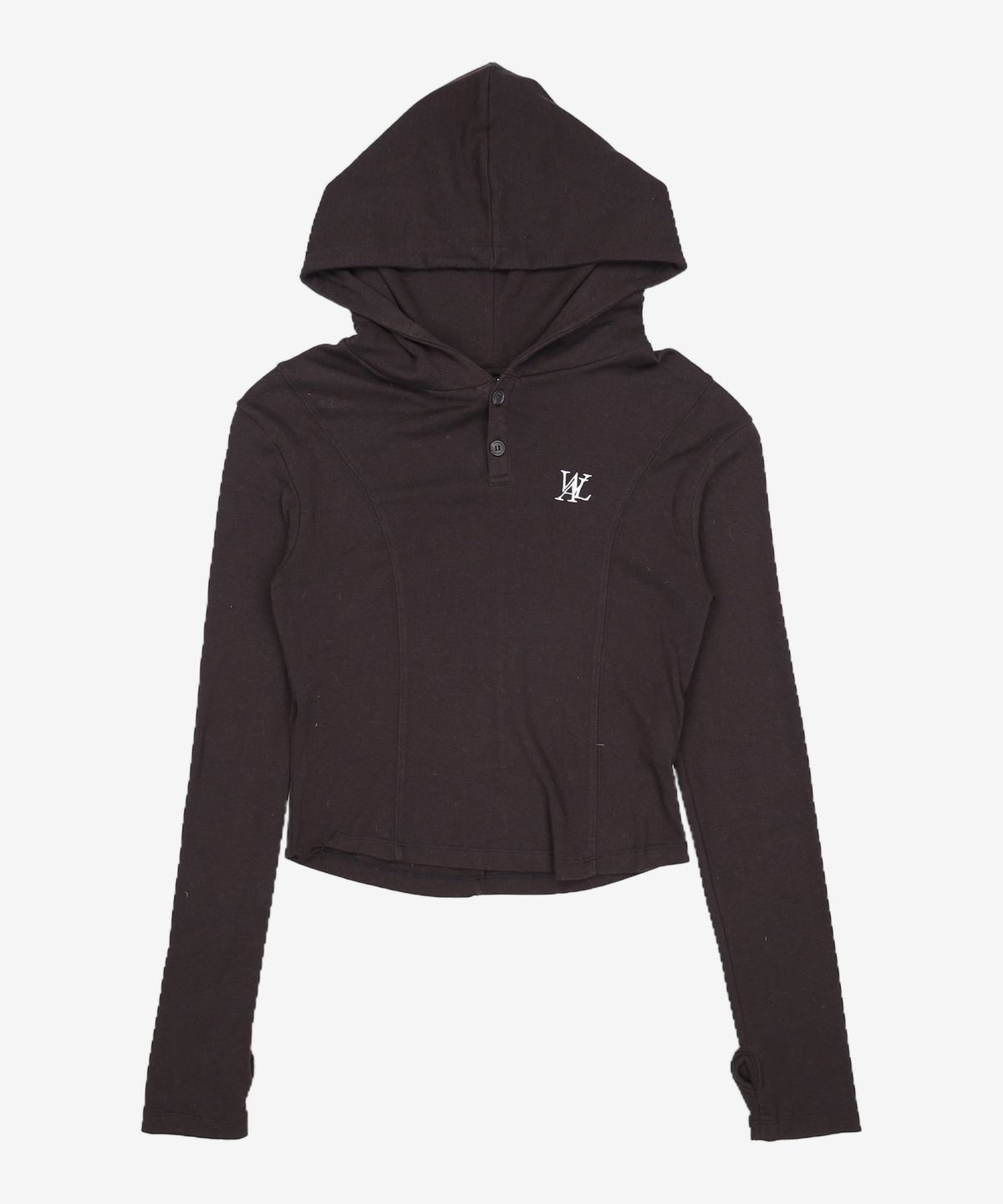 우알롱(WOOALONG) Slim soft warmer hood T-shirt - BLACK S