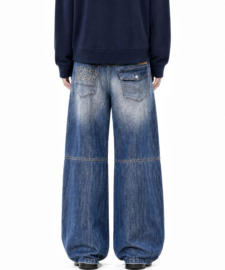 [김샤브칼 PICK] Glyph Patch Denim Pants Indigo