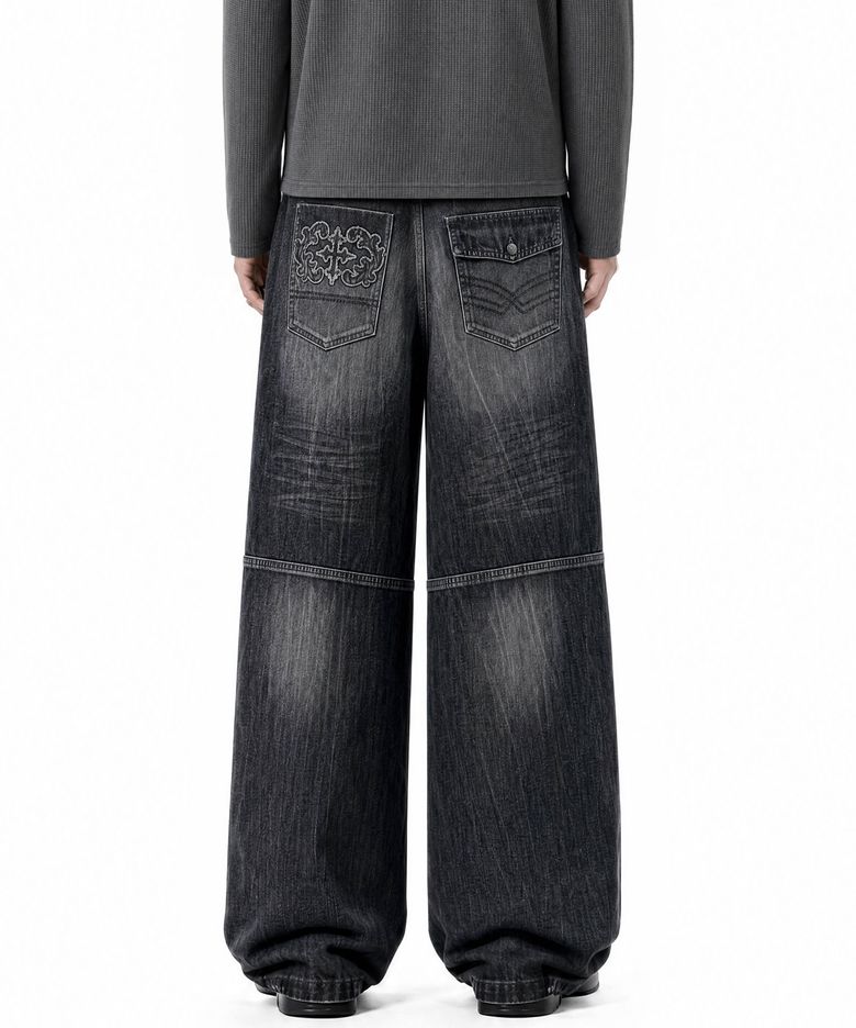 [김샤브칼 PICK] Glyph Patch Denim Pants Black