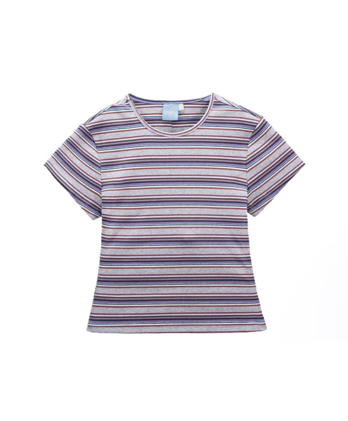 누크피터(NUUKFITTER) SLIM CROP STRIPE T-SHIRT_WOMEN [GRAY] 크롭 스트라이프 티셔츠 그레이