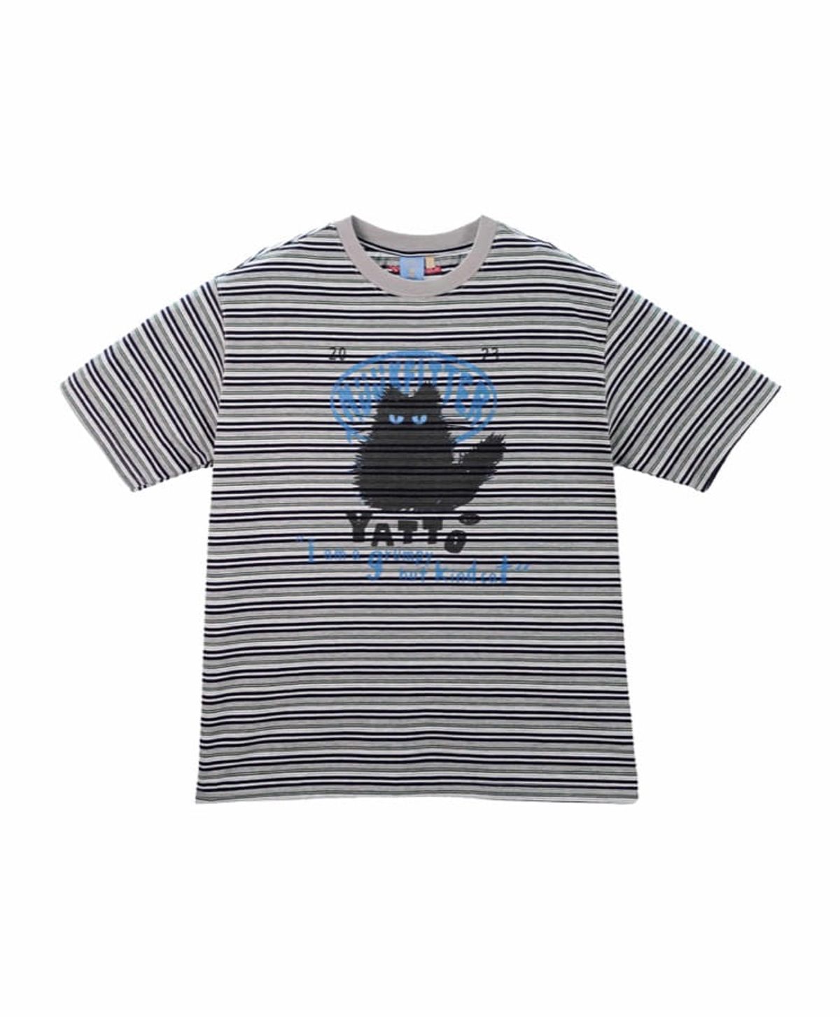 누크피터(NUUKFITTER) YATTO STRIPE T-SHIRT [MELANGE GRAY] 야토 스트라이프 그래픽 티셔츠 멜란지그레이