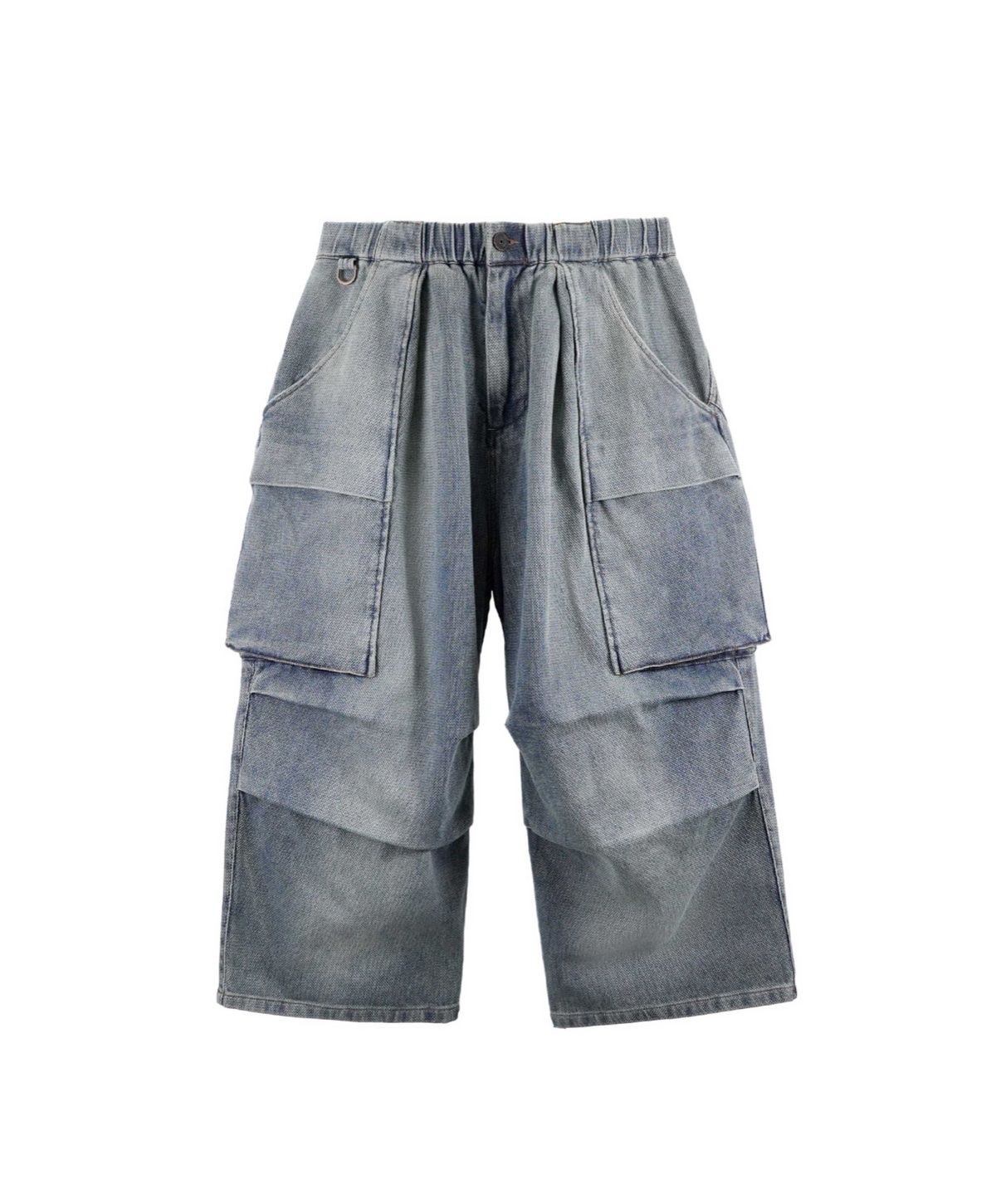 누크피터(NUUKFITTER) WASHED CURVED CROP JEANS [ICE BLUE] 워싱 크롭 데님 팬츠 아이스블루