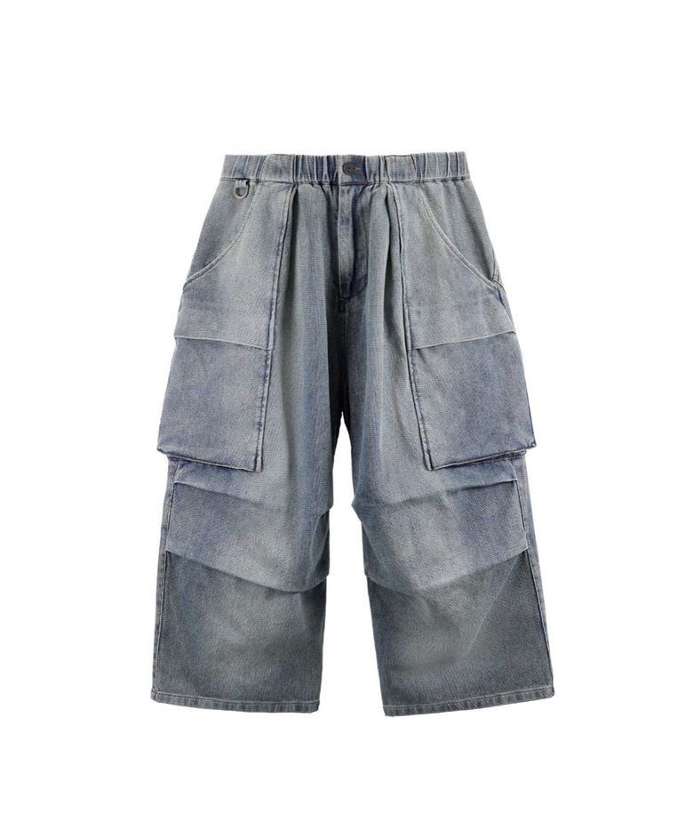 WASHED CURVED CROP JEANS [ICE BLUE] 워싱 크롭 데님 팬츠 아이스블루