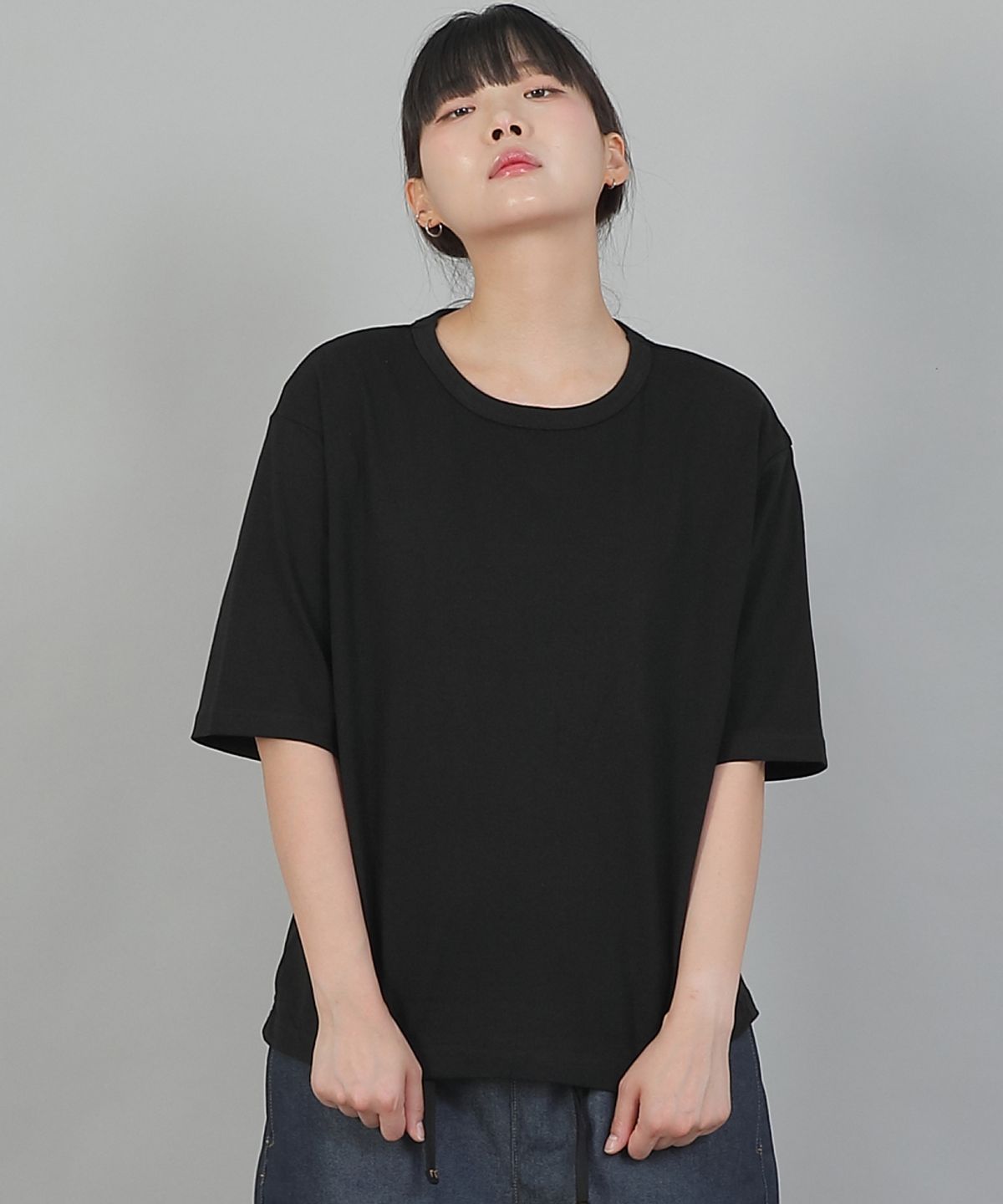세인트크루(SAINTCREW) 오버핏 16s 코튼 R넥 반팔티셔츠 OSR-8A09 블랙