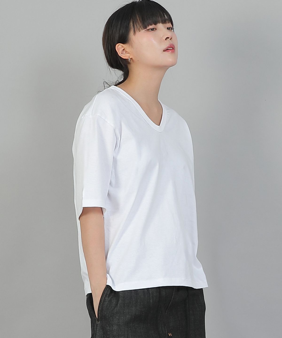 세인트크루(SAINTCREW) 오버핏 소프트 V넥 반팔티셔츠 MVM-8A12 화이트