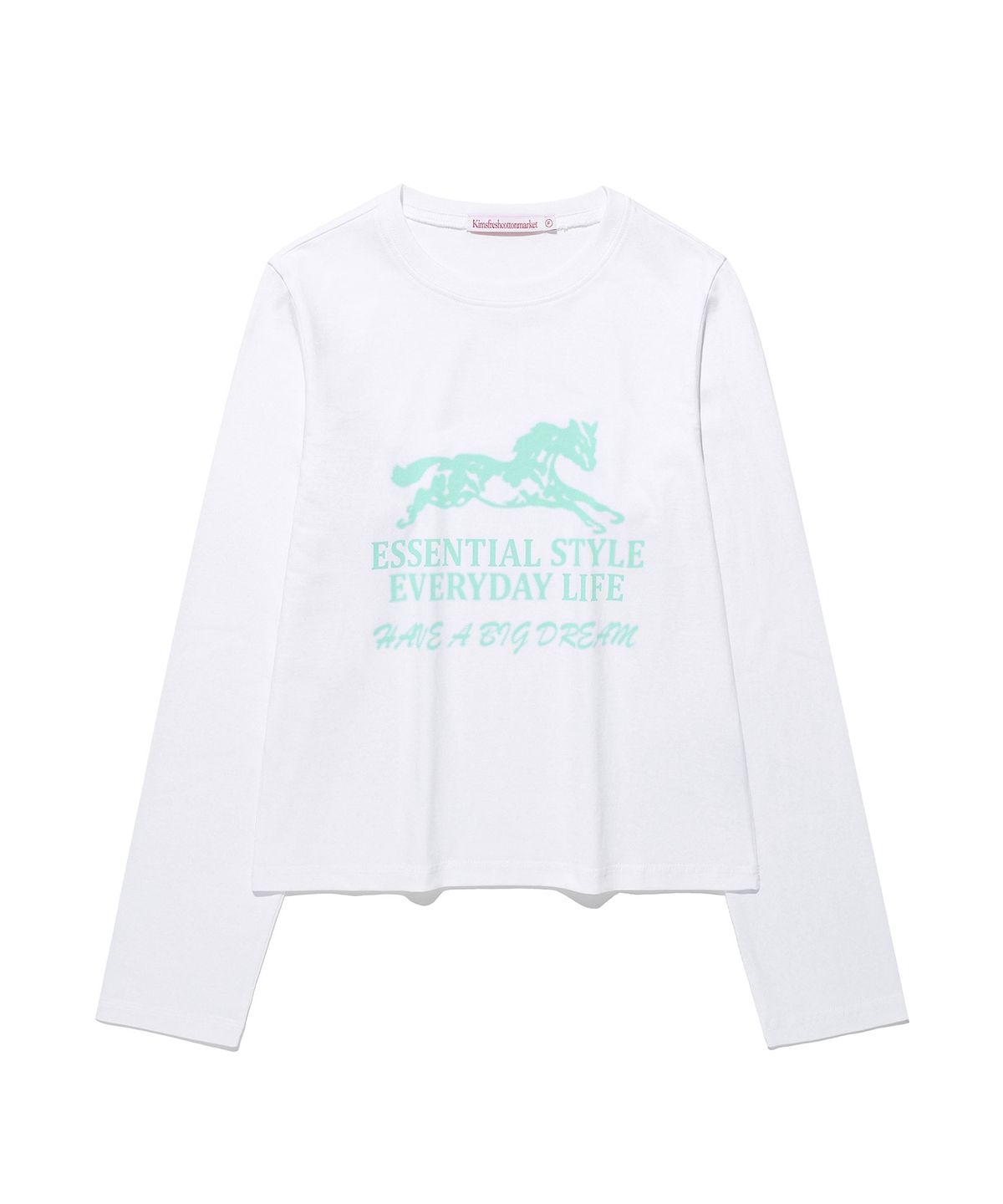 킴스 프레시 코튼 마켓(KIMS FRESH COTTON MARKET) Essential Horse LS Tee White(mint)