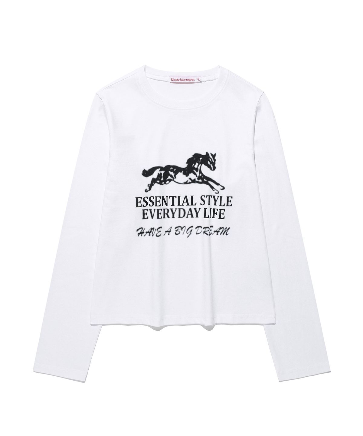 킴스 프레시 코튼 마켓(KIMS FRESH COTTON MARKET) Essential Horse LS Tee White(black)
