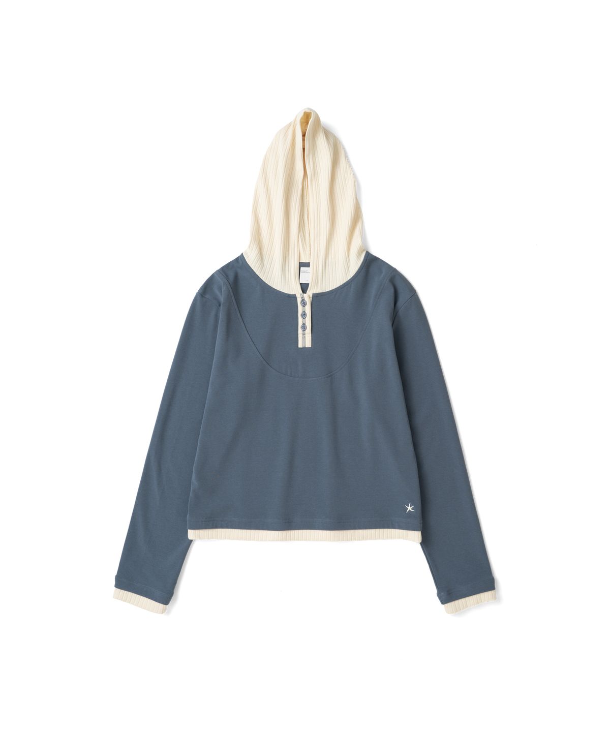 더콜디스트모먼트(THE COLDEST MOMENT) TCM button placket hoodie (blue)