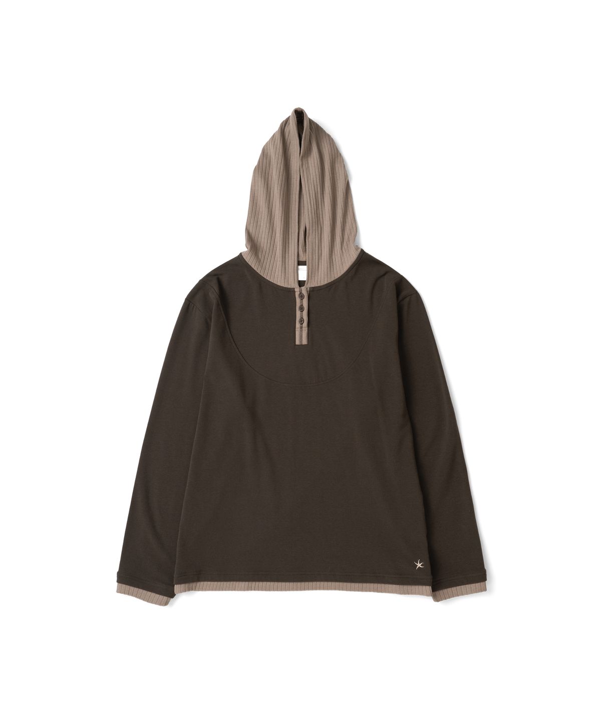 더콜디스트모먼트(THE COLDEST MOMENT) TCM button placket hoodie (brown)