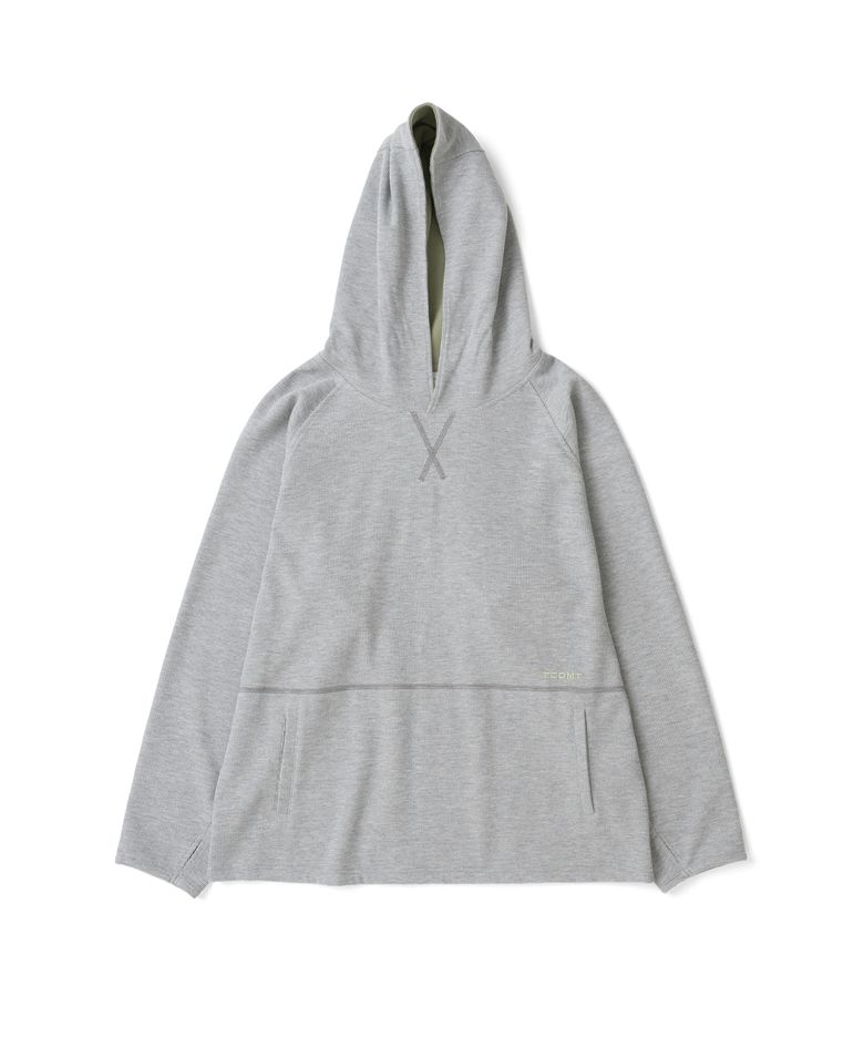 TCM stitch cross hooded long sleeve (melange grey)