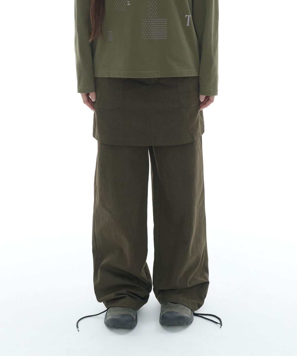 더콜디스트모먼트(THE COLDEST MOMENT) (w) TCM skirt layered pants (brown)
