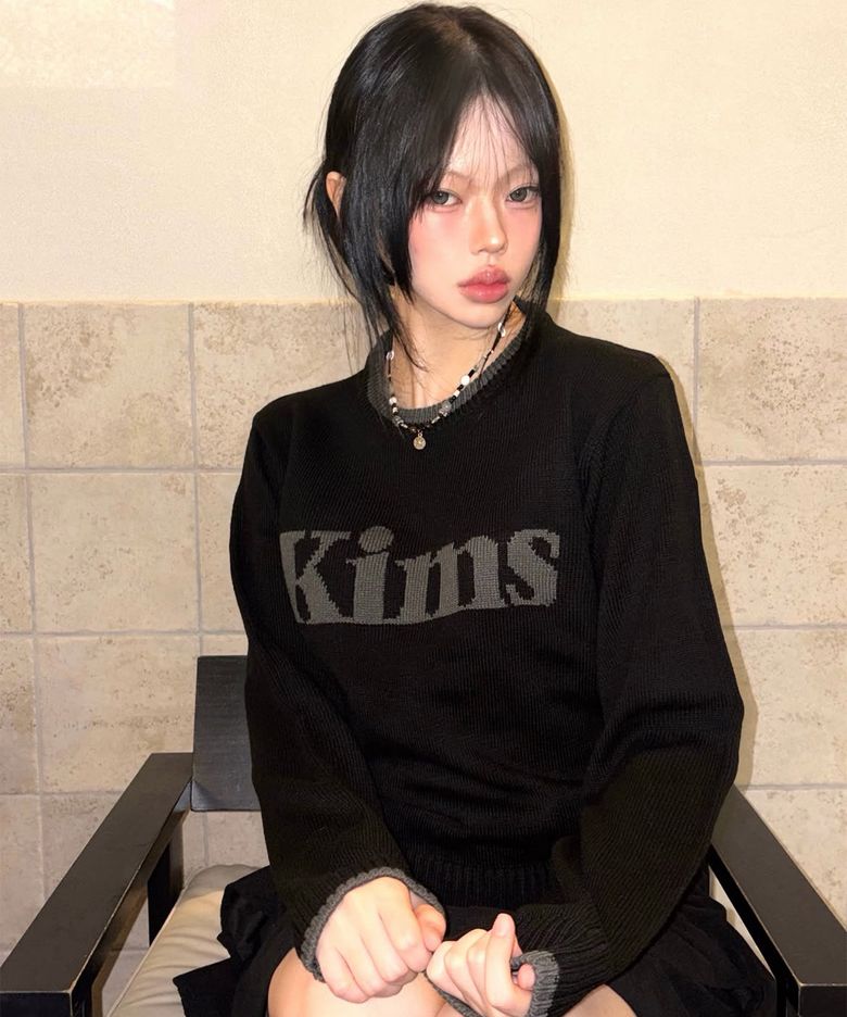 (Unisex) Kims Bam Logo Sweater Black