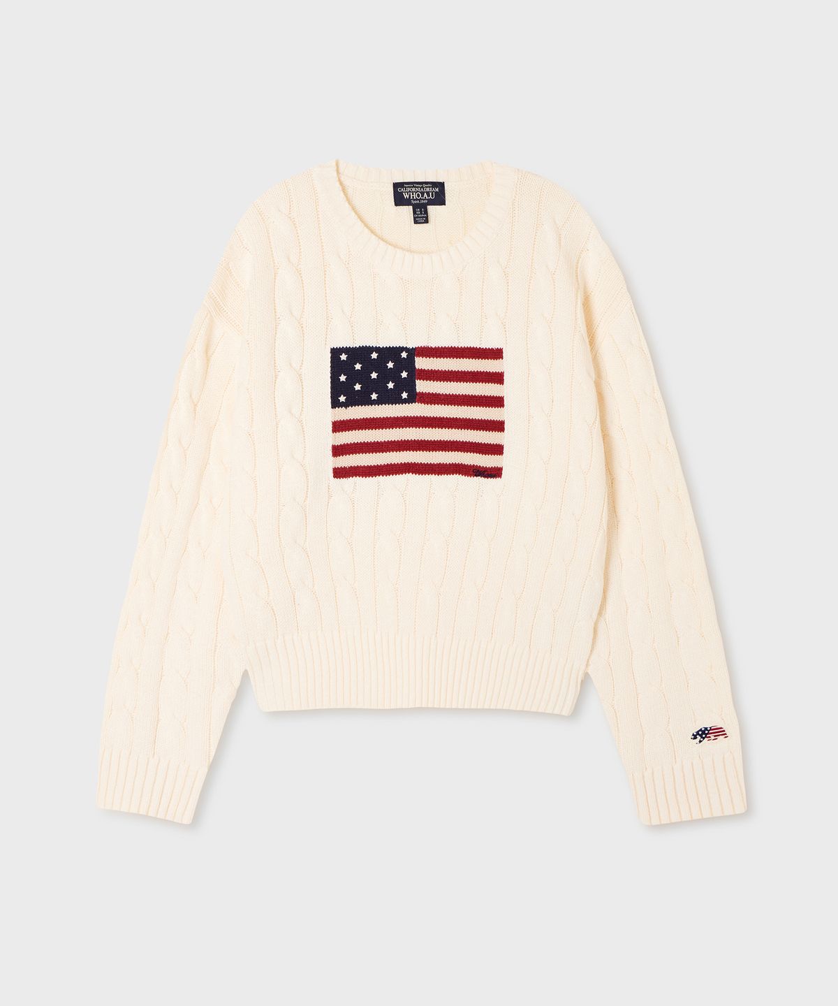 후아유(WHO.A.U) USA American Flag Cable Pullover(F) / WHKAG4925F