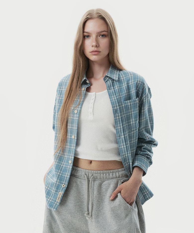 Flannel Loose-Fit Check Shirts(F) / WHYCG4T41F