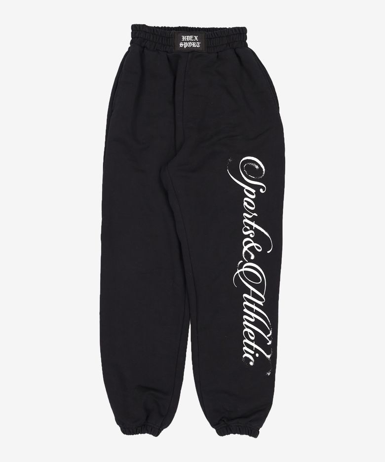 우먼스 레터링 와이드 조거 팬츠 (Black) M