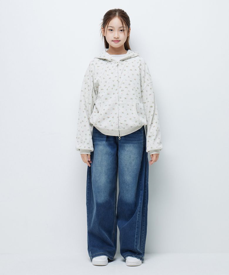 틴즈 여아 스판 사이드 턱 와이드 데님팬츠_244(14580-155-603-10)