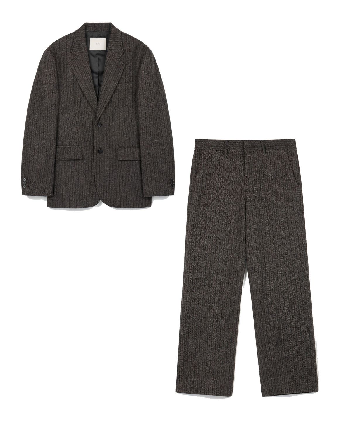 티엔지티(TNGT) [SET] Redford Wool Herringbone Jacket & Wide-Fit Pants (Grey) 0TPA6F104G2