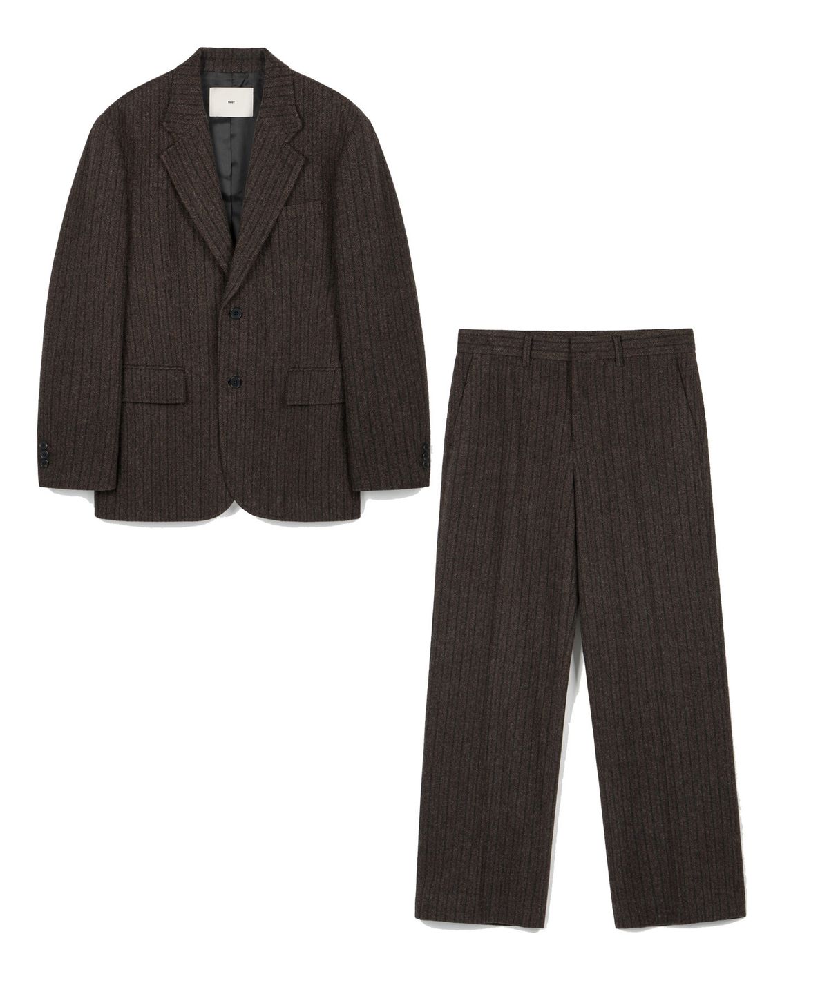 티엔지티(TNGT) [SET] Redford Wool Herringbone Jacket & Wide-Fit Pants (Brown) 0TPA6F104W2