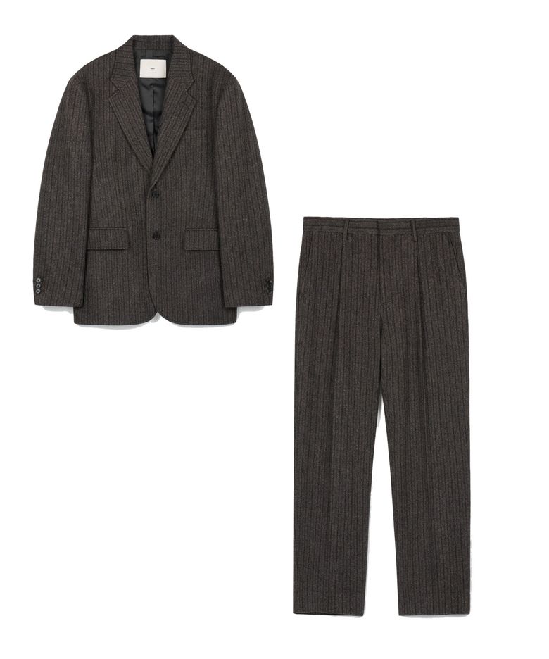 [SET] Redford Wool Herringbone Jacket & Tapered-Fit Pants (Grey) 0TJA6F104G2