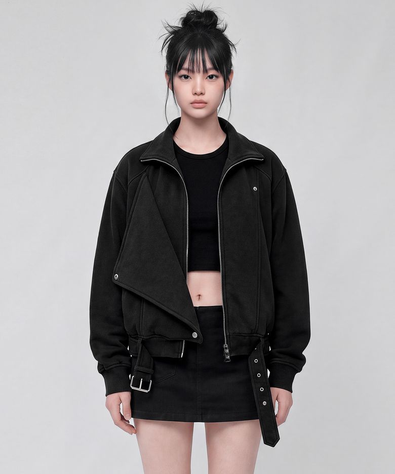 워시드 코튼 라이더 자켓 [블랙]
