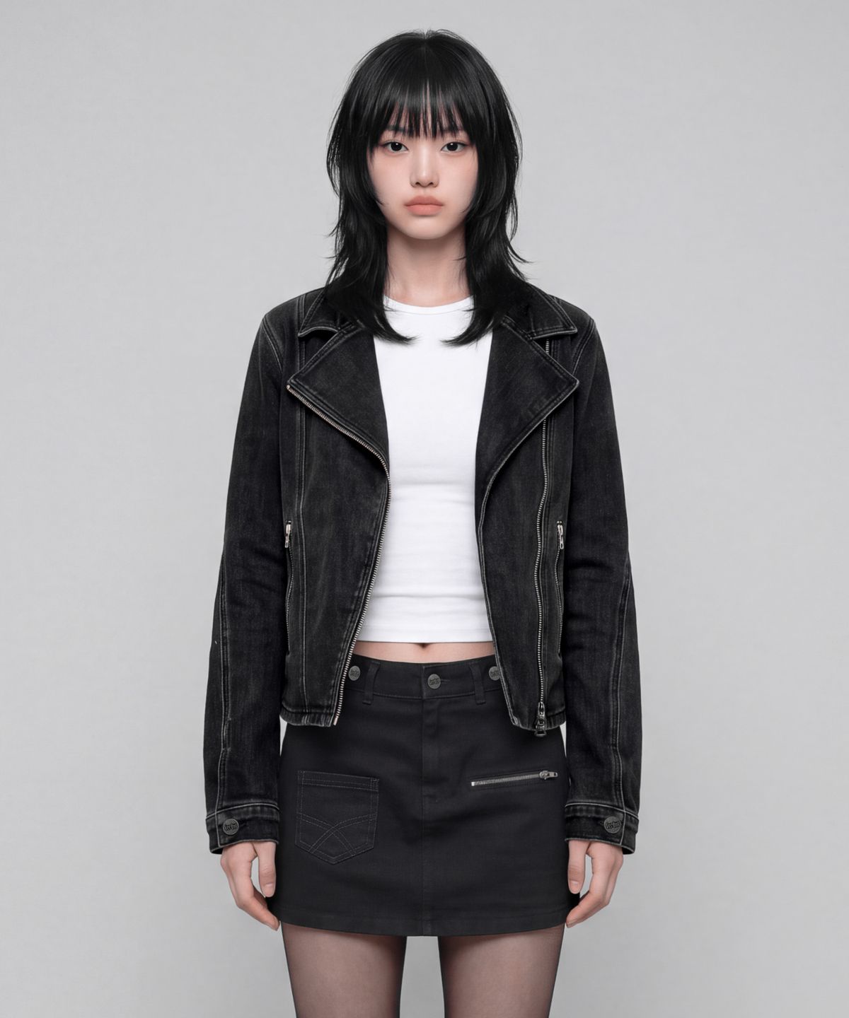 버던트(VERDNT) 워시드 데님 라이더 자켓 [블랙]