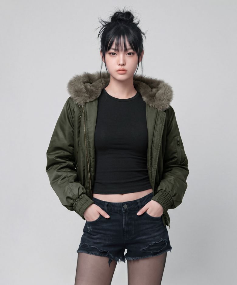 퍼 후드 스터드 MA-1 [카키]