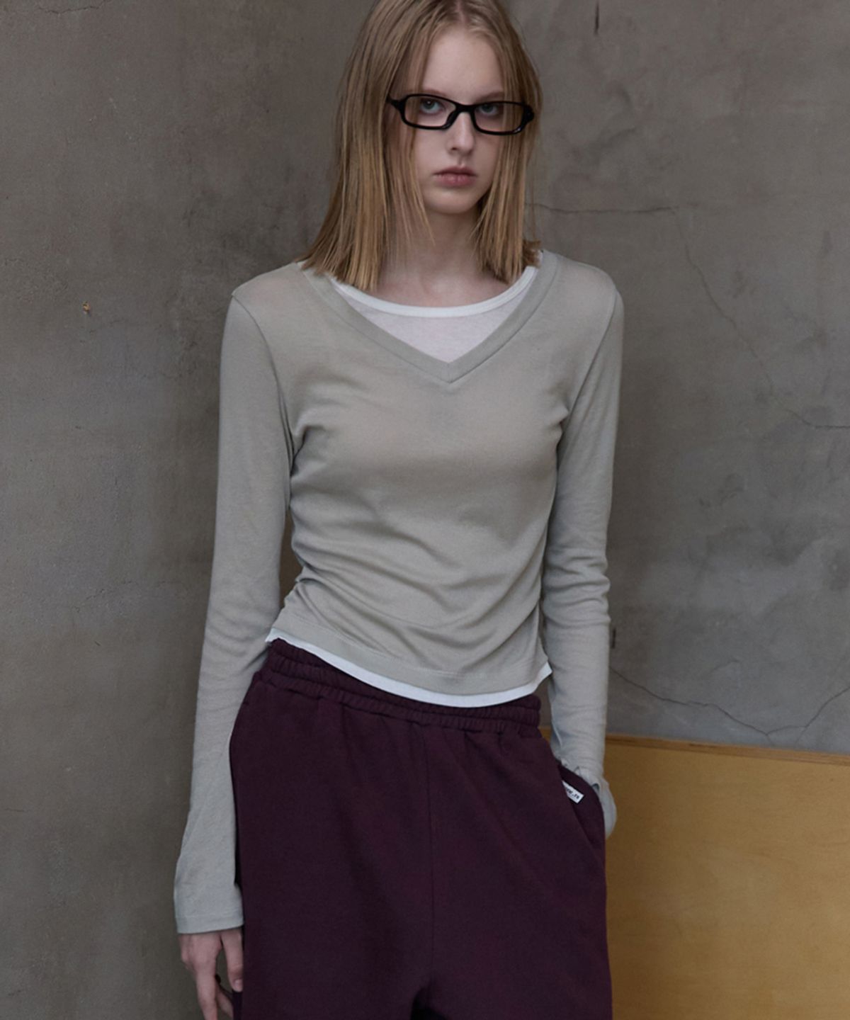 렌세(RENSE) V Layered Tee Deep Mint