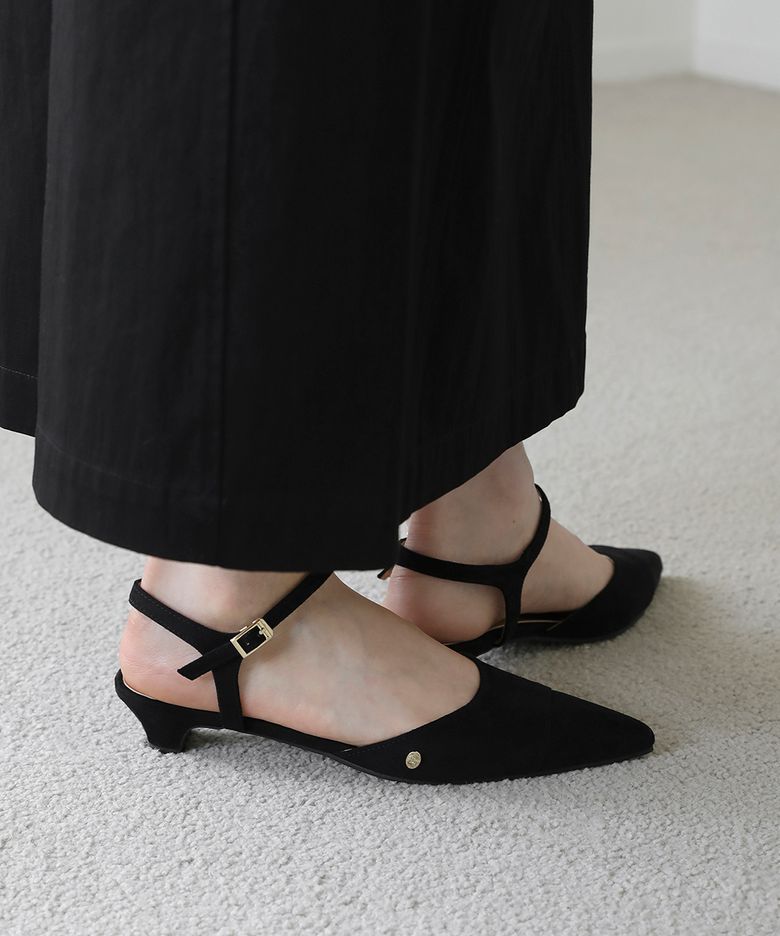 베르트 스웨이드 슬링백 플랫슈즈 (3cm)