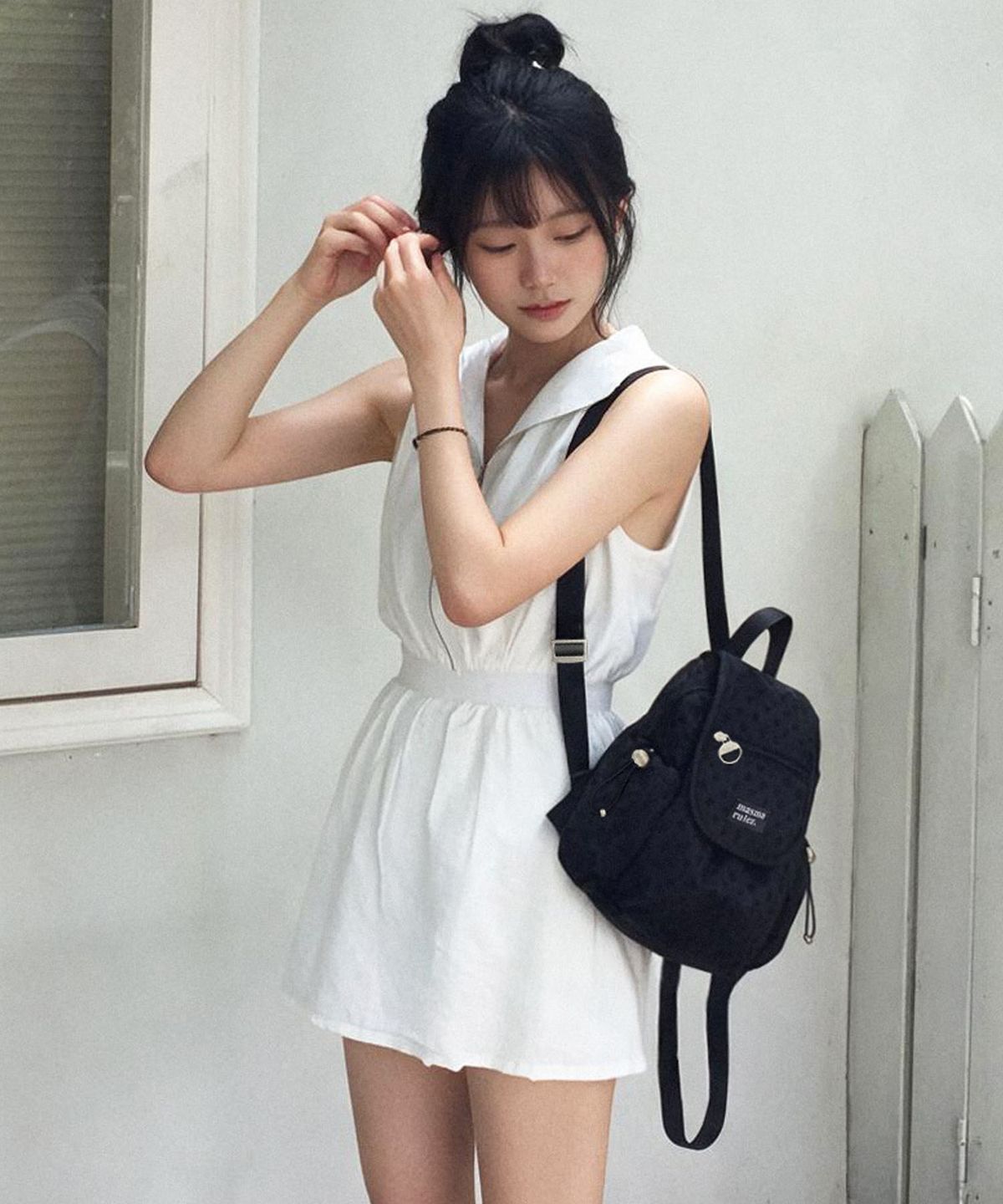 마스마룰즈(MASMARULEZ) mini ver. Easy flap backpack_Black Dot