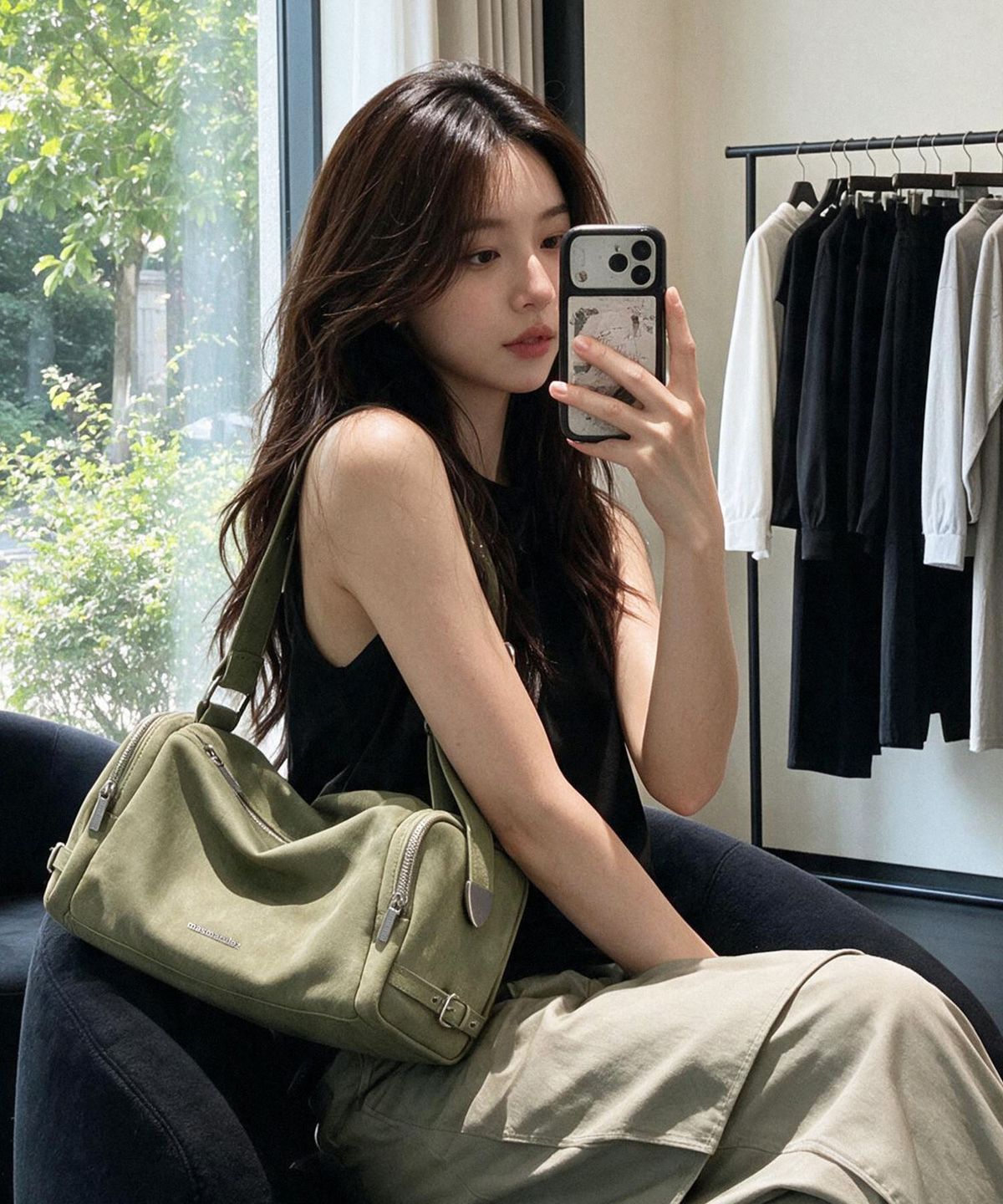마스마룰즈(MASMARULEZ) Bolt buckle bag_Olive Green