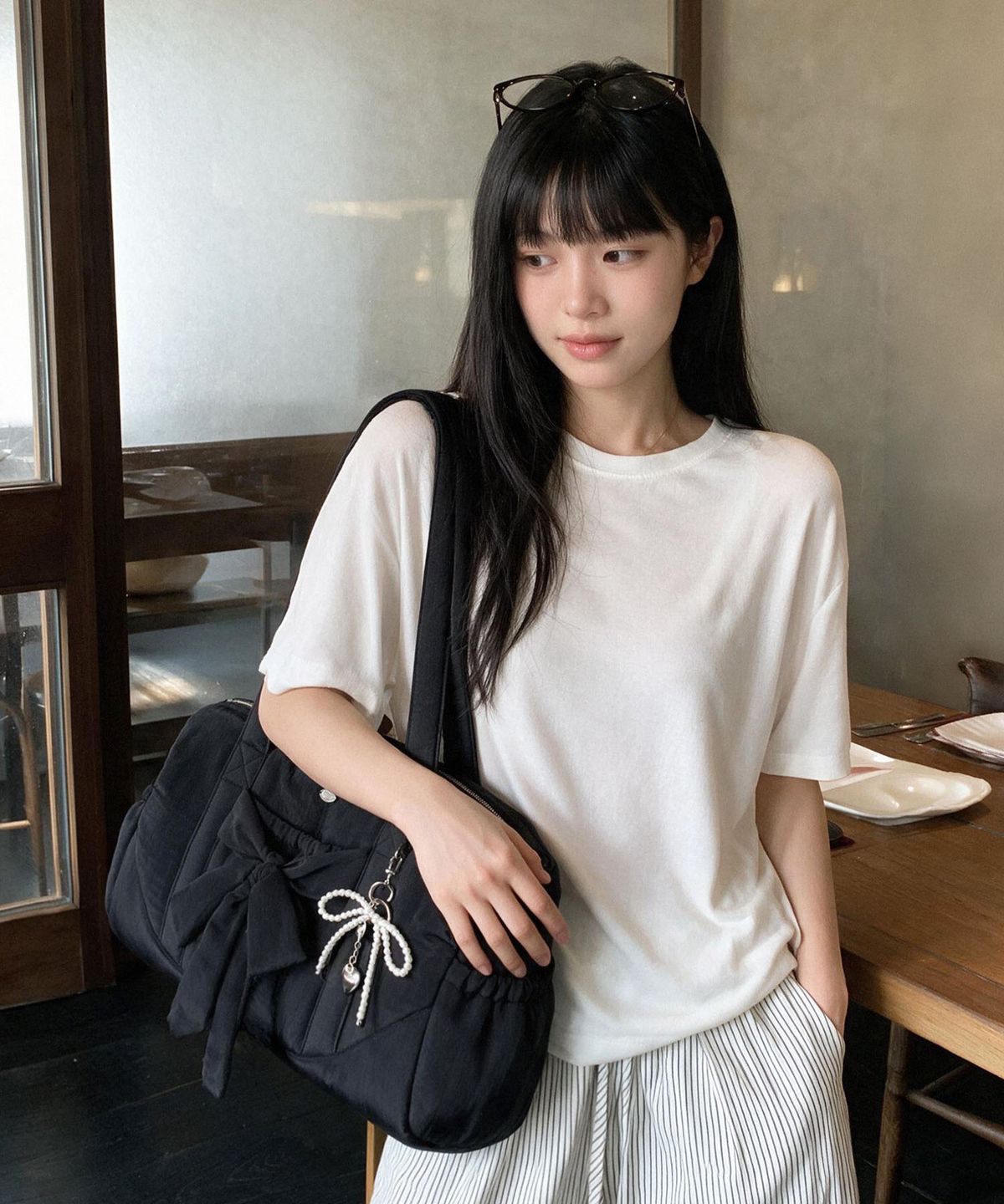 마스마룰즈(MASMARULEZ) Breeze ribbon duffel bag_Black