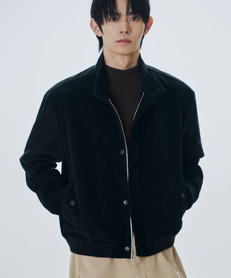 [인플루언서 Pick] 코듀로이 크롭 해링턴 자켓 [BLACK]