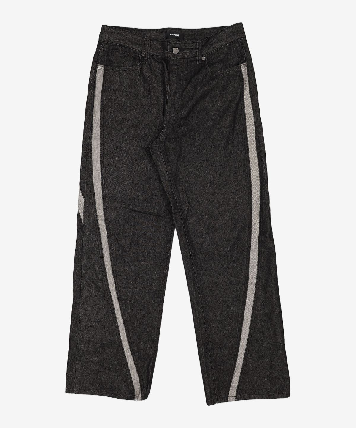 애드오프(ADDOFF) WAVE CURL LINE WIDE DENIM PANTS BLACK 50