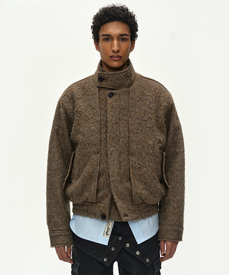 LINUS HARRINGTON WOOL JACKET (BROWN/GREY)