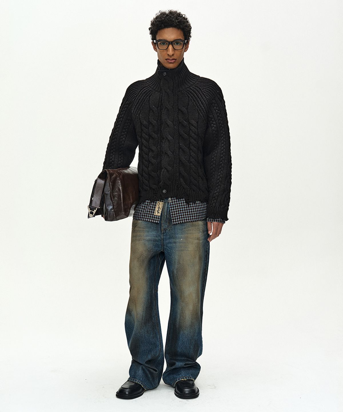 앤더슨벨(ADSB ANDERSSON BELL) UNISEX COATED BLUE WIDE-LEG JEANS (BLUE)