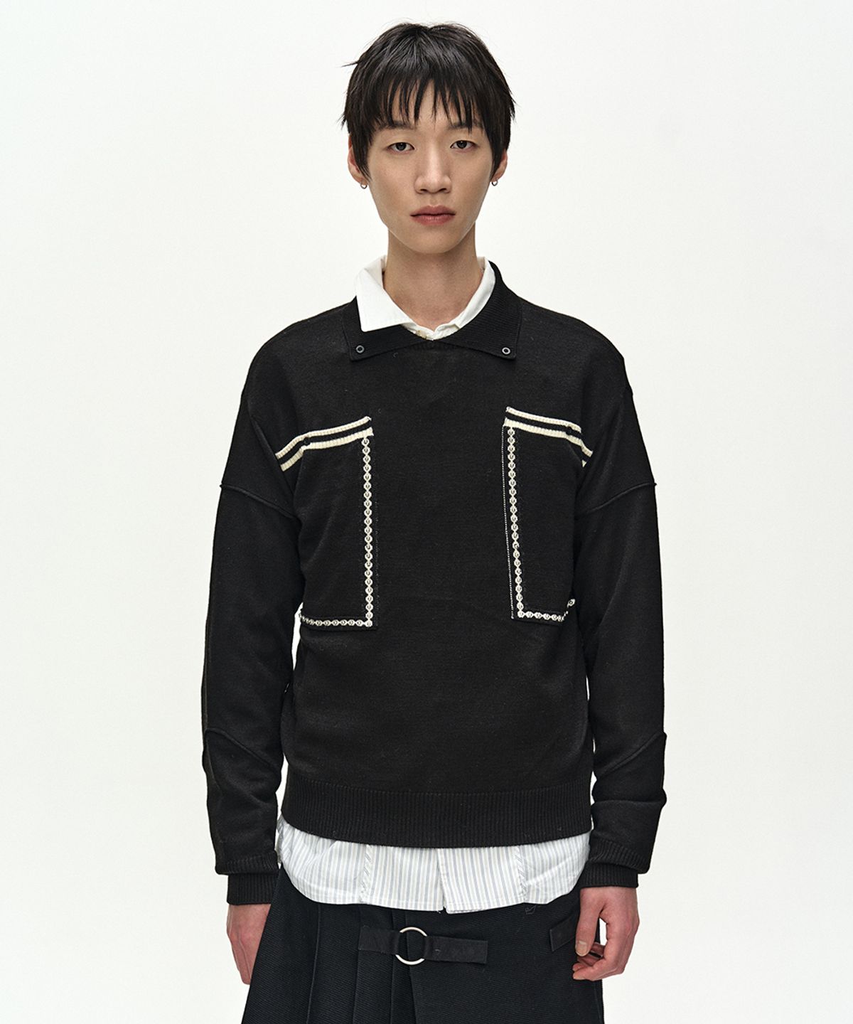 앤더슨벨(ADSB ANDERSSON BELL) BIG POCKET POLO SWEATER (BLACK)