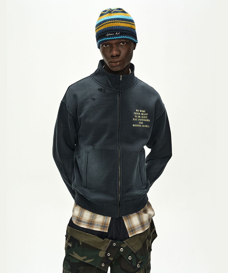 FRAME 001 HIGH-NECK ZIP UP (CHARCOAL)