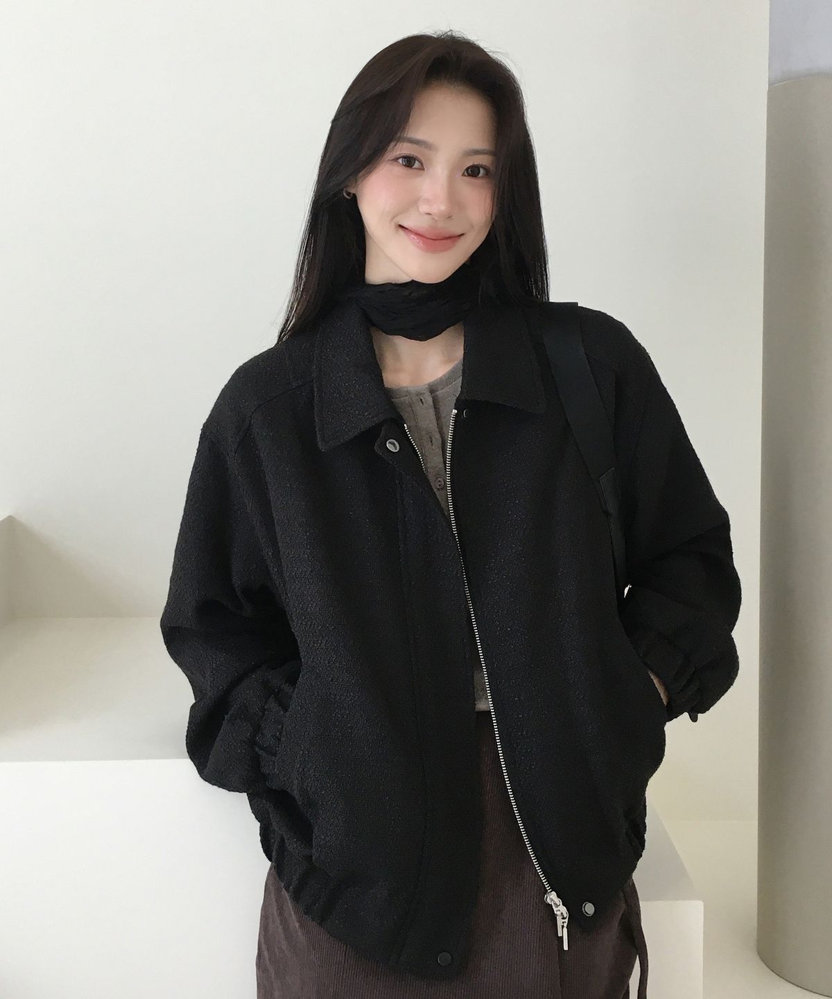 드로우핏 우먼(DRAWFIT WOMEN) 누보 트위드 블루종 [BLACK]