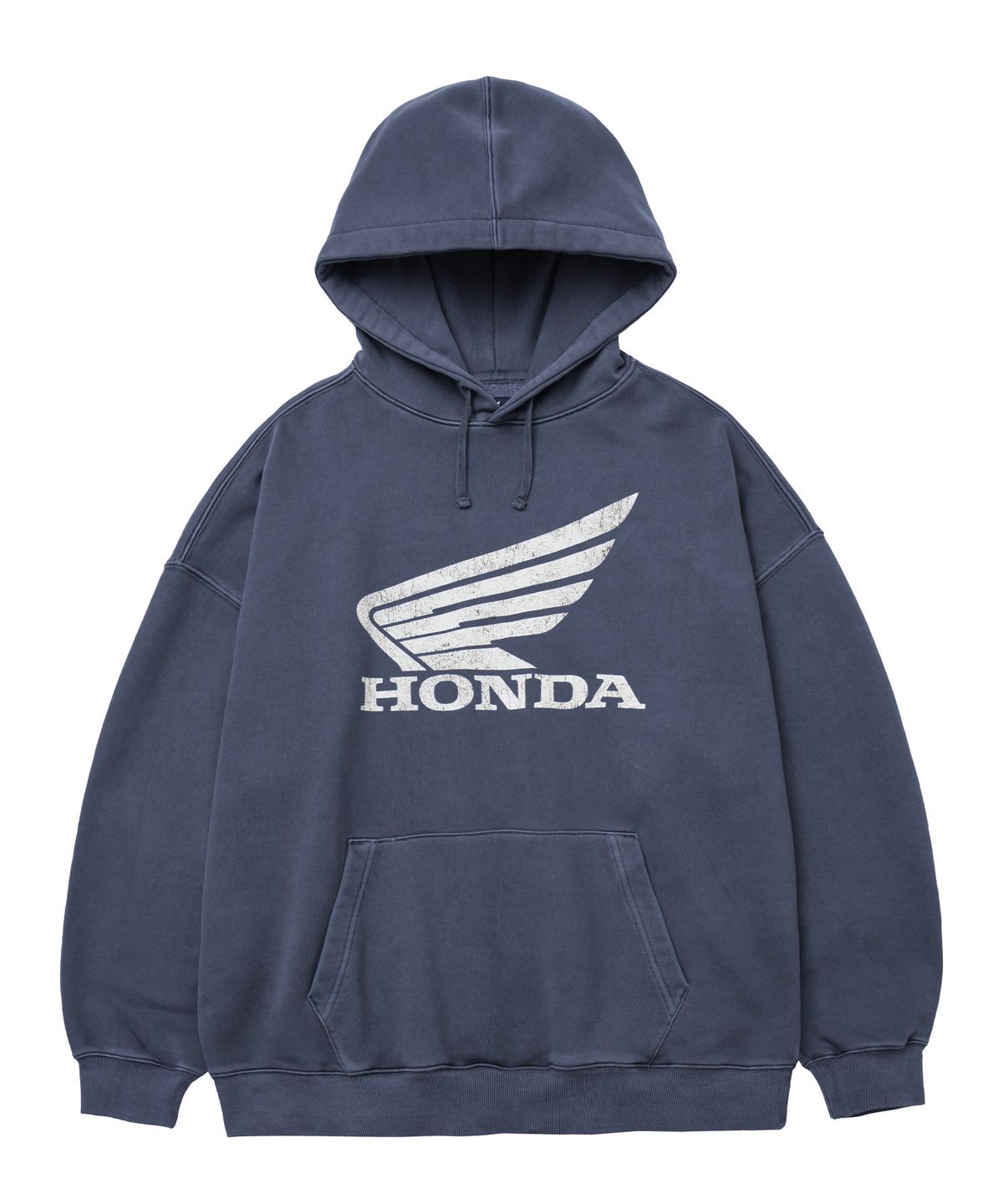 핍스 모터사이클(PHYPS MOTORCYCLE) [김간지 X 핍스 모터사이클] Pigment Scratch Logo Hoodie Navy