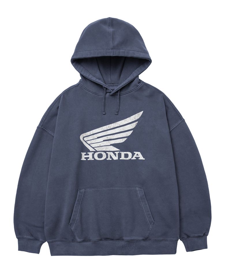 [김간지 X 핍스 모터사이클] Pigment Scratch Logo Hoodie Navy