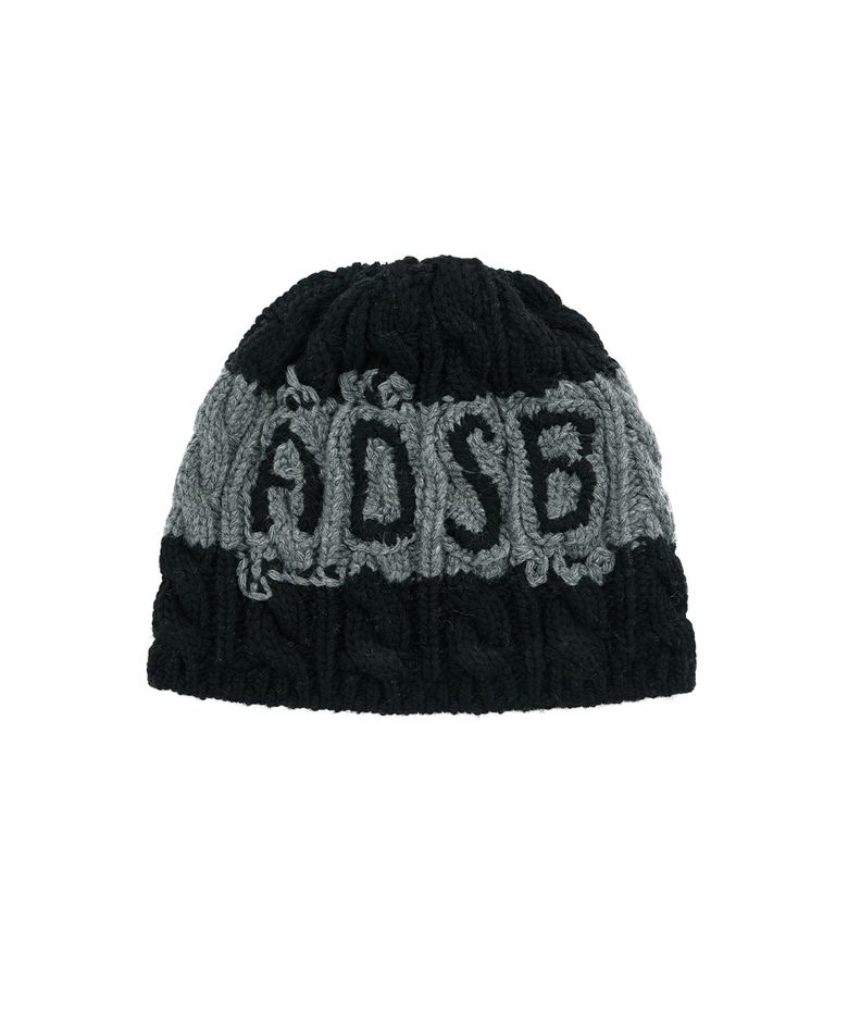 UNISEX ADSB CABLE CASHMERE BEANIE (BLACK/GREY)