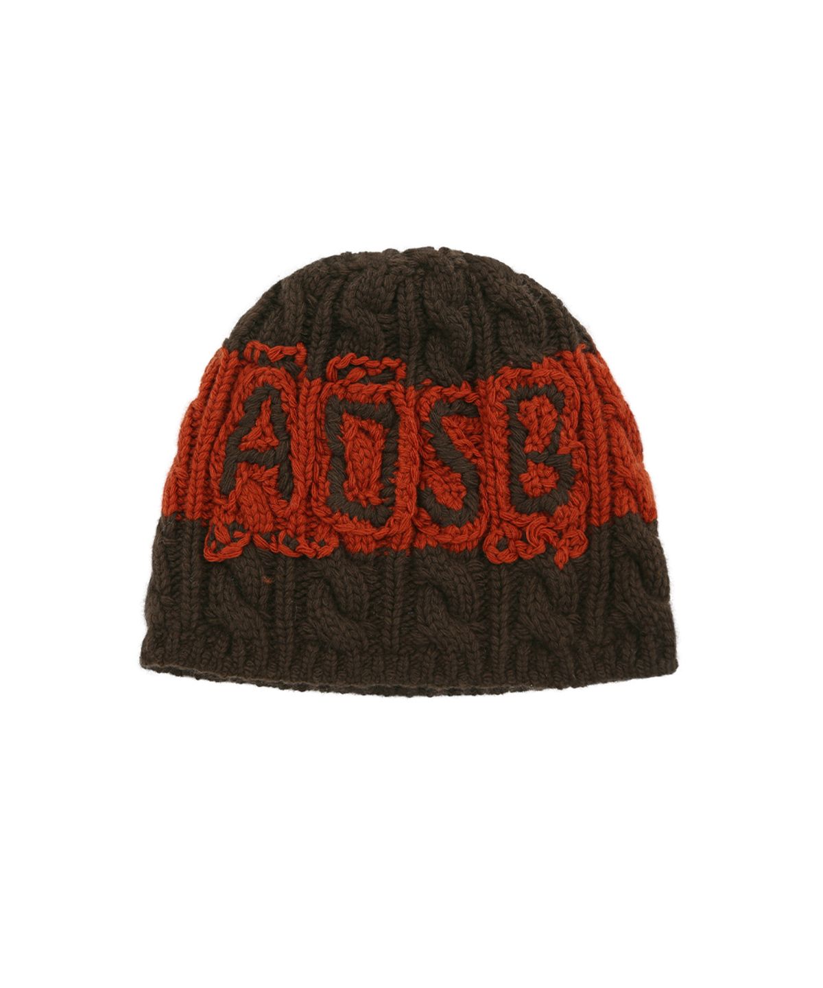 앤더슨벨(ADSB ANDERSSON BELL) UNISEX ADSB CABLE CASHMERE BEANIE (BROWN/ORANGE)