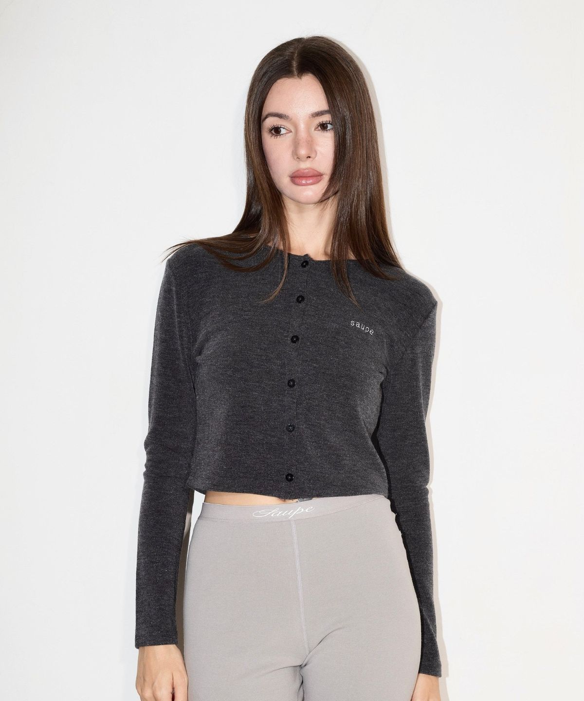 미아올라(MIAOLA) Crop Button Cardigan