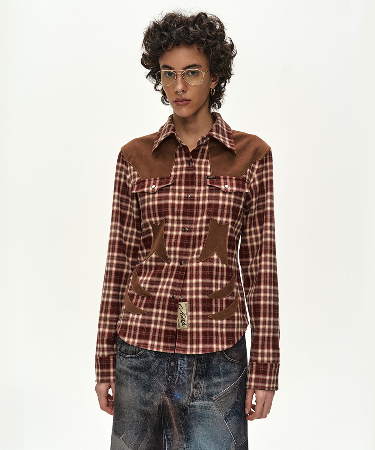 앤더슨벨(ADSB ANDERSSON BELL) CHECKERED WESTERN PATCHED SHIRT (RED)