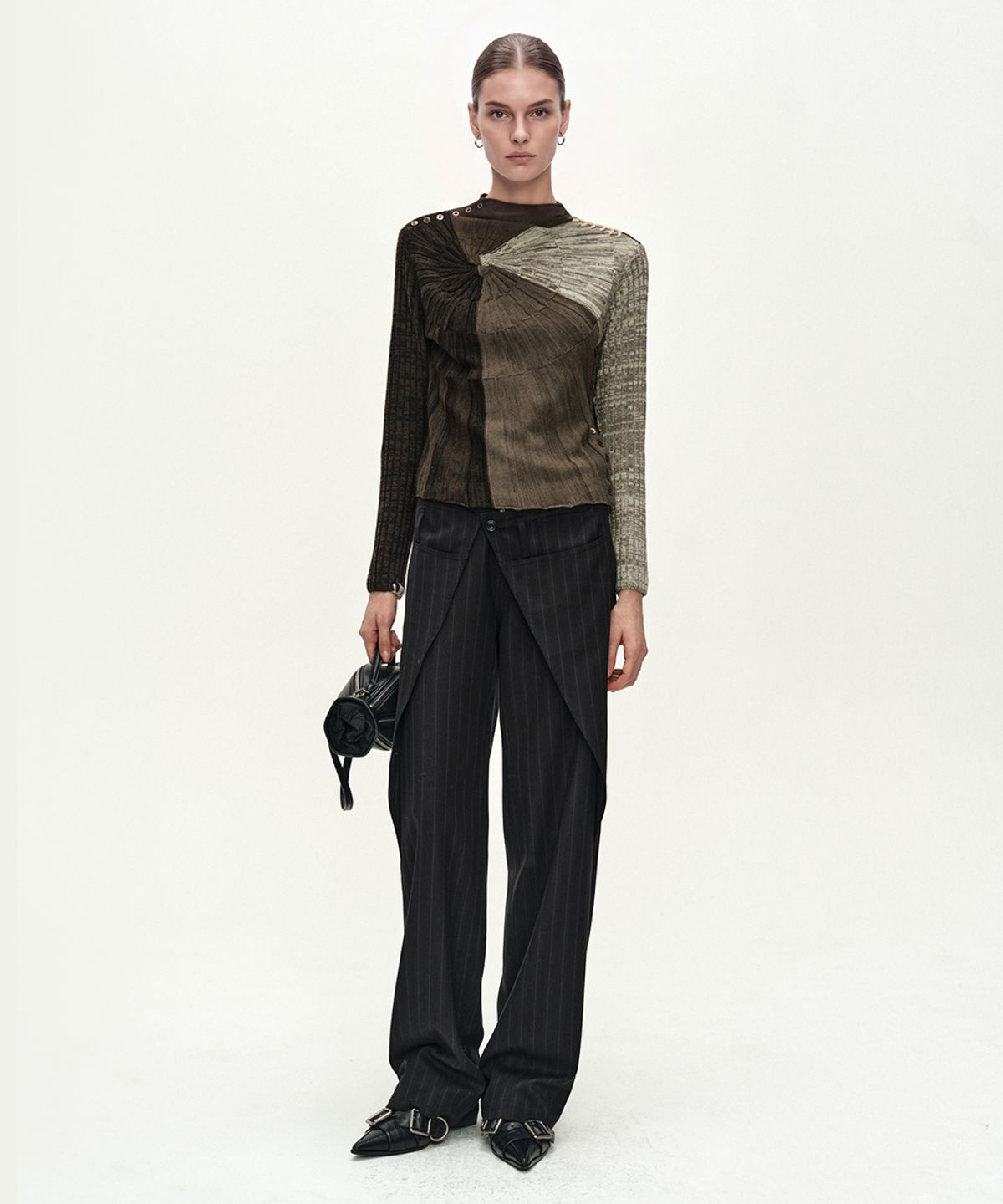앤더슨벨(ADSB ANDERSSON BELL) STRIPE WRAP PANTS (BLACK)