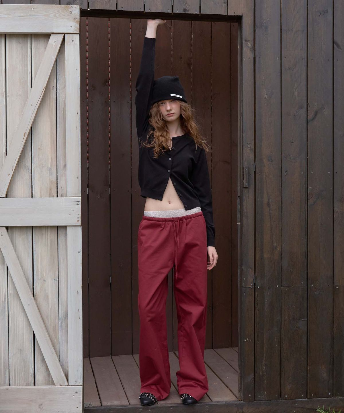 어패럴아카이브(APPAREL ARCHIVE) Cove cotton wide pants - Burgundy