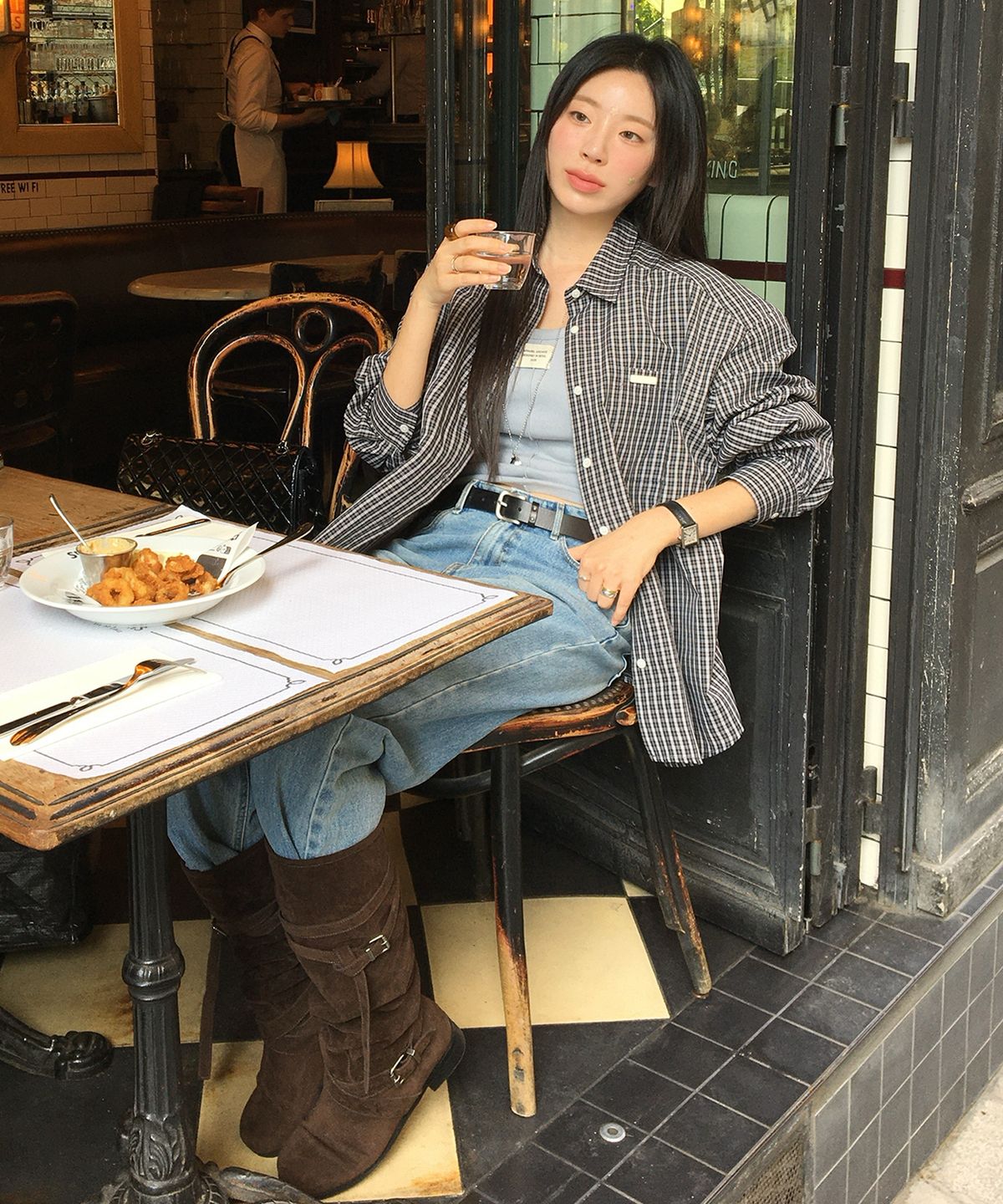 어패럴아카이브(APPAREL ARCHIVE) Getti check shirt - Black