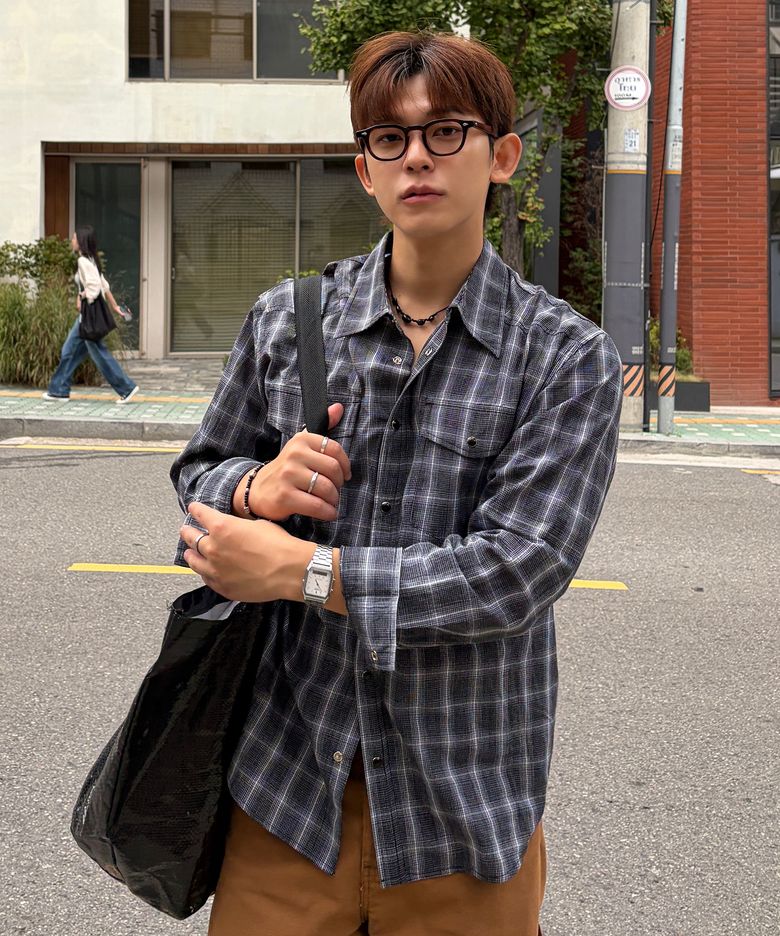 레논 옴브레 체크 웨스턴 셔츠 [BLACK]