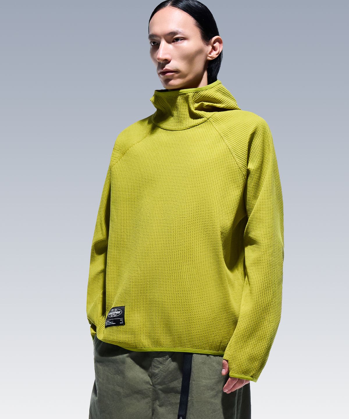 이스트팩(EASTPAK) 와플 후드 티셔츠 Lime